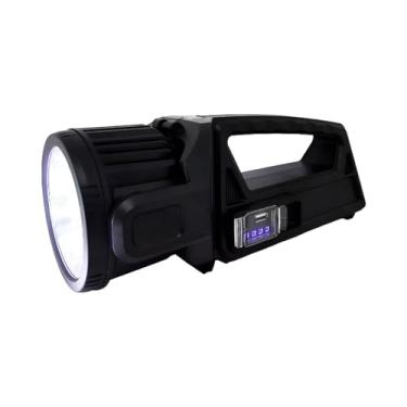 Imagem de Lanterna LED Recarregável com Painel Solar, 2500lm, 9 Modos de Iluminação, USB, Bateria Lítio 18650, Preta, 28,5cm