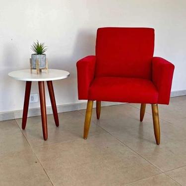 Imagem de Poltrona Estofada para Sala Quarto e Escritório – Conforto e Estilo em Suede Pés Palito Madeira Eucalipto Reflorestado (vermelho)