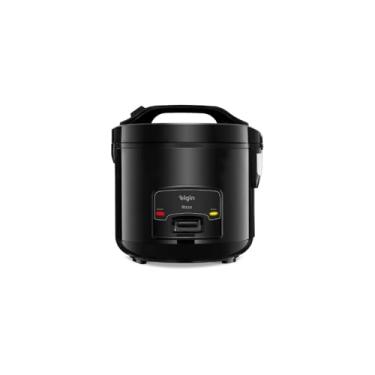 Imagem de Panela de Arroz Elétrica, 1 Litro, Preta, 400W, com Cuba Antiaderente, Copo Medidor, Colher e Grade para Vapor, 127V, 20,5 x 20,5 x 23,5cm