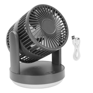 Imagem de Ventilador de mesa Ventilador circulador de ar oscilante de mesa recarregável ajustável de 3 velocidades com luz noturna para quarto de casa e escritório ABS 146x146x185mm 795g (Cinza Escuro)