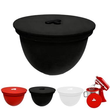 Imagem de JDL LUCKY LIFE Forros de tigela de silicone para acessórios e acessórios para batedeira KitchenAid 5QT - tampa de tigela com válvula de ar - reutilizável e lavável na lava-louças (preto)