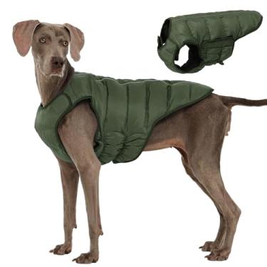 Imagem de Kuoser Casaco acolchoado para cães extra grandes, à prova de vento, refletivo, acolchoado para animais de estimação, roupas para clima frio, macacão de neve para filhotes com , fácil de colocar/tirar