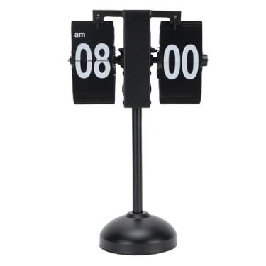Imagem de TOPINCN Relógio Retro Digital Flip Down, Relógio de Mesa Automático de Aço Inoxidável Com Mecanismo Silencioso, para Sala de Estar, Escritório, Quarto, Estudo (Base Redonda)