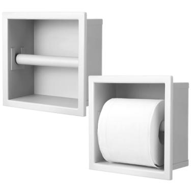 Imagem de Honeydak Suporte de papel higiênico embutido em aço inoxidável 304, moldura de papel higiênico, armazenamento na parede, suporte de papel higiênico, economia de espaço, moldura de guardanapo de