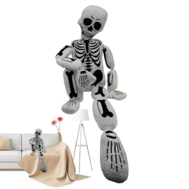 Imagem de Almofada de Halloween, almofada de Halloween em forma de esqueleto humano completo, adereço de cena gótica de pelúcia para apartamento, sala de estar, cama, casa de fazenda, sofá