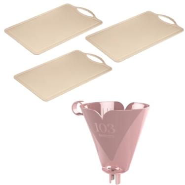 Imagem de Conjunto de 1 Suporte para Filtro de Café 103 Rosa + 3 Tábua de Cozinha Multiuso Pequena Cinza