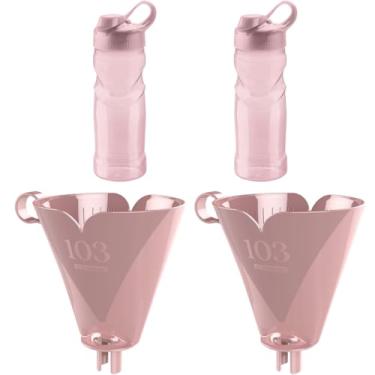 Imagem de Conjunto de 2 Suporte para Filtro de Café 103 Rosa + 2 Garrafa de Hidratação Fitness 500ml Rosa