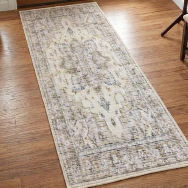 Imagem de Muddy Mat Tapetes laváveis Toscana de 0,6 m x 2,1 m para sala de estar, quarto e sala de jantar – Tapete moderno macio e antiderrapante – Tapetes dobráveis à prova d'água para animais de estimação