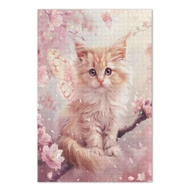 Imagem de Jogos de quebra-cabeça de gato flor de pêssego com letras nas costas quebra-cabeças adulto 500 peças