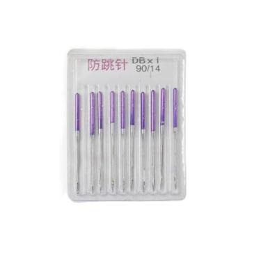 Imagem de Agulhas de bordado 75/11 para máquina de costura, roxa, resistente, conjunto de agulhas acolchoadas, 10 peças, antiaderentes para couro e tecido