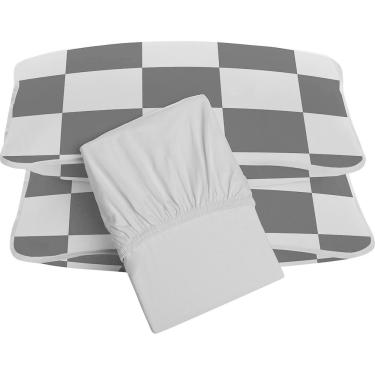 Imagem de Jogo de Cama Tecebem Casal Malha 100% Algodão Eric 3 peças Premium Cinza