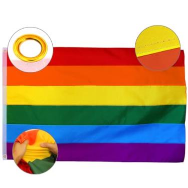 Imagem de Fly in Breeze Bandeira arco-íris de 1,2 x 1,8 m, 6 listras - Cor vívida e à prova de desbotamento - Cabeçalho de lona e costura dupla - Bandeiras de poliéster com ilhós de latão 10 x 1,8 m
