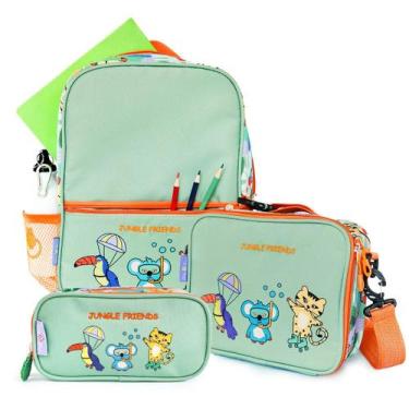 Imagem de Conjunto 3 Peças Mochila, Estojo E Bolsa Térmica Infantil Masculino Ju