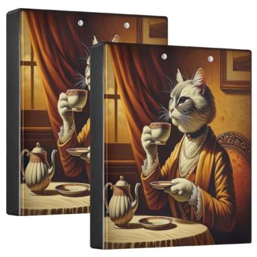 Imagem de Fichário elegante para gatos e chá, marrom, 2 pastas, prancheta