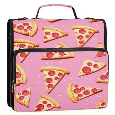 Imagem de Pasta com zíper resistente com 3 anéis Pink Pizza para armazenamento de documentos