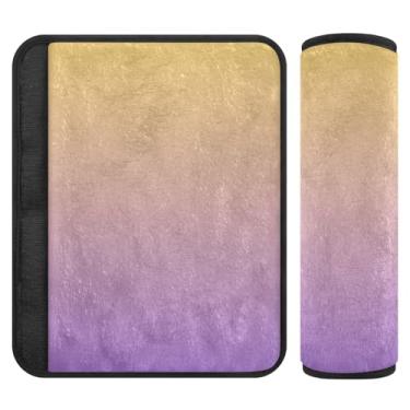Imagem de Joitme Almofada de cinto de segurança ombré, gradiente, ametista, amarela, dois pacotes, capas finas, adequadas para vários usos, capas de alça de carrinho de bebê