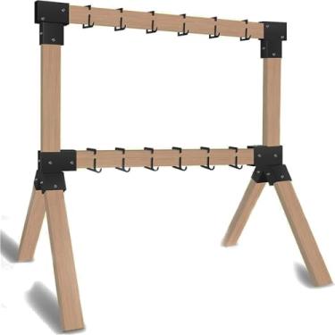 Imagem de GADFISH Suportes de suporte de alvo de aço 2 x 4, gancho de alvo de tiro modular, suportes de alvo de tiro, suportes Y e T resistentes com 12 ganchos de gancho para tiro DIY ao ar livre (escuro)