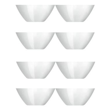 Imagem de Kit 8 Saladeiras Bowl Tigela Opaline 840ml Vidro Branca Nadir - Nadir 