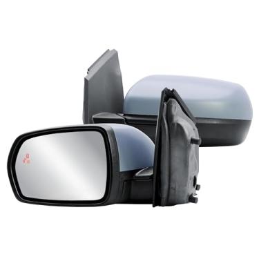 Imagem de Espelho de porta do lado esquerdo do motorista vidro elétrico aquecido com BLIS Menory Primer capa traseira pintável luz de seta e luz de poça dobrável manual para Ford Edge 2015-2023