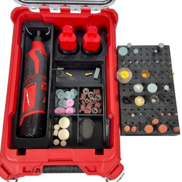 Imagem de Organizador de ferramentas rotativas M12 com ferramentas, bateria e armazenamento de bits para caixa de ferramentas compacta, armazenamento de bateria e lâmina, inserção apenas 2460-20 e 2525-20