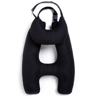 Imagem de Travesseiro de Viagem em Formato H com Almofada de Pescoço – Fibra Siliconada – Infantil e Adulto(Preto)