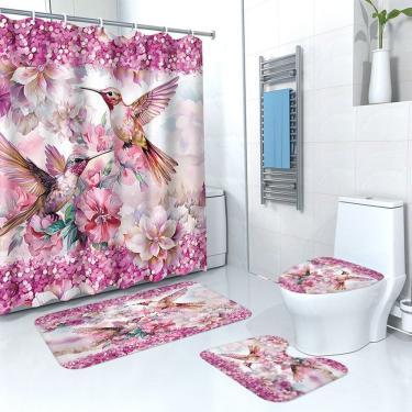 Imagem de Conjunto de cortinas de chuveiro Hummingbird & Floral de 4 peças