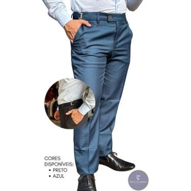 Imagem de Calça Social Masculina Slim com Regulagem Lateral em PV - Conforto e E