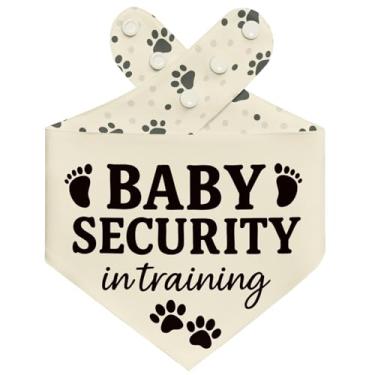 Imagem de THLOH Bandana Baby Security in Training Dog com botões de pressão – Lenço reversível de camada dupla para anúncio de bebê, revelação de gênero, fotos de família, ajuste ajustável, presente (bege