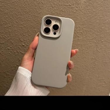 Imagem de Capa de silicone líquido macia e fosca em cores sólidas, com estampa de doce, para iPhone 14, 15, 16 Pro Max Plus, 16e, 11, 12 e 13, com botões de controle da câmera (para iPhone 12 Pro/YanShiHui