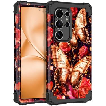 Imagem de Rancase Capa para Galaxy S24 Ultra, proteção resistente à prova de choque de três camadas de plástico rígido + capa protetora de borracha de silicone macio para Samsung Galaxy S24 Ultra 5G, preto e