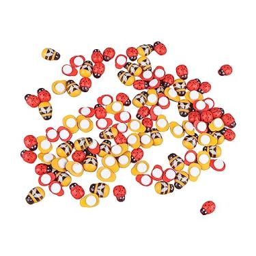 Imagem de Botões de madeira animal bonito dos desenhos animados decorativos diy artesanato botões para sacos de roupas scrapbooking madeira sintética 100 peças (Abelhas com joaninhas, cores misturadas)