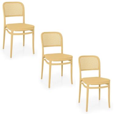 Imagem de Kit 3 Cadeiras de Jantar Roma para Sala e Cozinha Bege