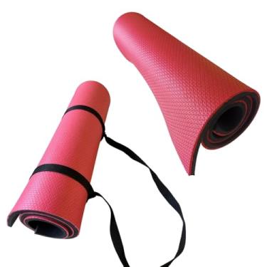 Imagem de Colchonete Tapete para Yoga, Pilates e Fitness 1m x 50cm x 10mm - Espuma Amortecida, Ideal para Ginástica e Exercícios em Casa ou Academia (Vermelho,Sem Alça)