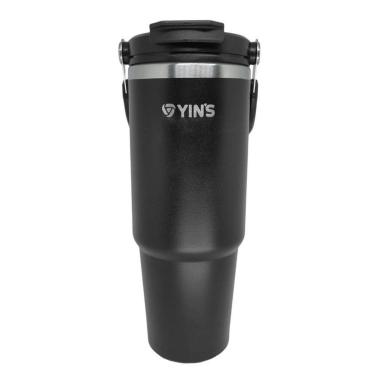 Imagem de Copo Térmico Yins Handle Aço Inox 900ML - Preto Único-Unissex