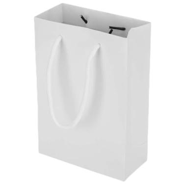 Imagem de Sacola de papel com cordão, portátil, artesanato, presente, bolsa, ferramentas de embalagem para roupas, 10 peças, branco, preto opcional (Branca)