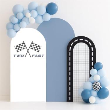 Imagem de Agogos Conjunto de 3 capas de arco com tema de carro de corrida elastano elástico para decoração de festa de chá de bebê (1,2 m, 1,5 m, 1,8 m, dois rápidos)