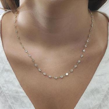 Imagem de Colar de Ouro 18k com Pedras de Zircônia Branca de 4mm - no-brand
