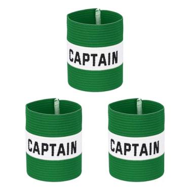 Imagem de YELARXI Braçadeira Capitão, Braçadeira de Capitão de Futebol Elásticas Ajustáveis Braçadeiras Líder Team Sport Rugby Player Band 10,4 x 8,6 cm e Verde/Branco e 3 peças Adequado para (Treinamento de