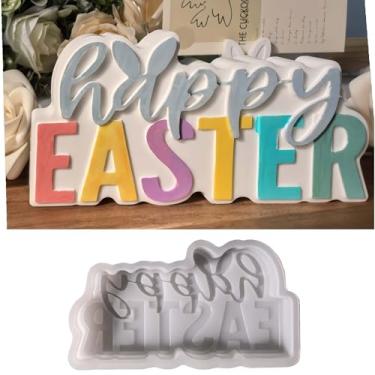 Imagem de WIKIMO Moldes de resina de letra de Páscoa, moldes de silicone para resina epóxi, gesso e vela, molde de resina para artesanato, faça você mesmo