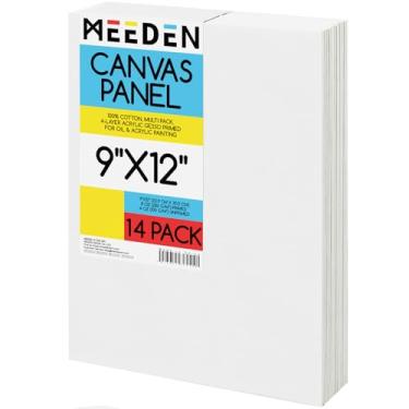 Imagem de MEEDEN Pacote Com 14 Telas 100% Algodão Para Pintura - Painéis Em Branco De 9 X 12 Pol., A Óleo E Acrílica, Materiais Arte Prontos Pintar, Artistas Profissionais Estudantes