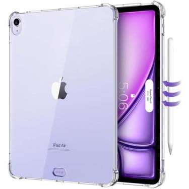 Imagem de MoKo Capa transparente para iPad Air 11 (M3 2025 / M2 2024) iPad Air 4 e 5 de 10,9 polegadas (2020/2022), capa com quatro cantos reforçados de TPU macio, capa traseira transparente, antiarranhões