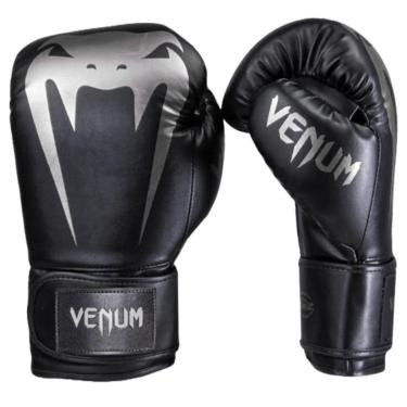 Imagem de Luva de Boxe Muay Thai Venum Giant Full Logo Preto e Prata-Unissex