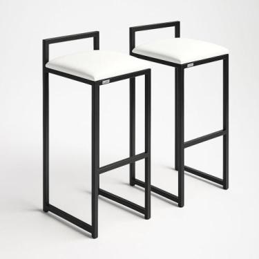 Imagem de Kit 2 Banqueta Cozinha Balcão Alta material sintético Bistro Bar Moder