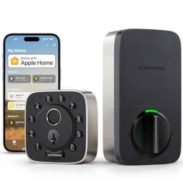 Imagem de ULTRALOQ Fechadura inteligente WiFi com impressão digital, funciona com Apple Home, Siri, Alexa, entrada sem chave 8 em 1 com ID de impressão digital, controle remoto de aplicativo, fechadura de