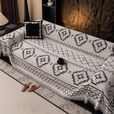 Imagem de Capa de sofá de chenille, capa lavável para sofá, antiderrapante, fácil de instalar, para animais de estimação e crianças, móveis de sala de estar, branca, 180 x 260 cm