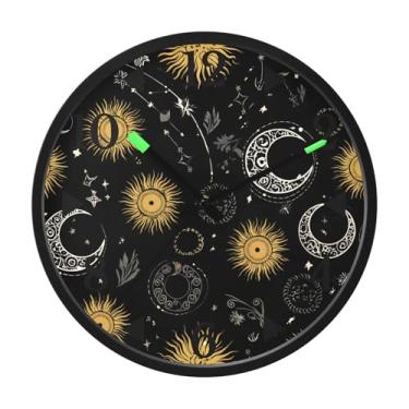 Imagem de STAYTOP Relógio de parede LED lua e sol para quarto com brilho noturno, relógios de parede silenciosos de 30 cm para decoração de sala de estar, controle de som, relógio de parede moderno que brilha