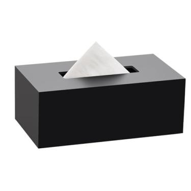 Imagem de Prático leve hotel de luxo comercial simples caixa de lenços acrílico escritório clube sala de estar guardanapo organizador dispensador facial (preto, grande)