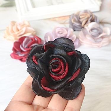 Imagem de NevStp 10 peças/5 cm, tecido de chiffon feito à mão, flor artificial para vestido de casamento, chapéus, bolsas, decoração de saia, preto