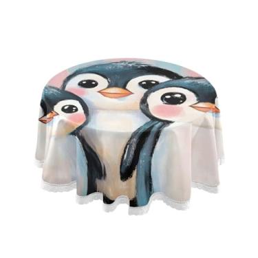 Imagem de Qilmy Toalha de mesa redonda de palmeira de treliça verde, 152 cm, resistente à água, à prova de derramamento, capa de mesa grande para jantar de reunião de família em ambientes internos e externos