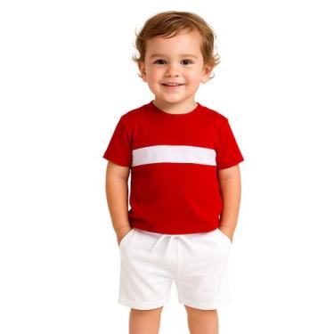 Imagem de Conjunto Infantil Verão Camiseta e Bermuda  Malha Premium 40.1  Menino